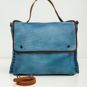 Blue bag with braided flap