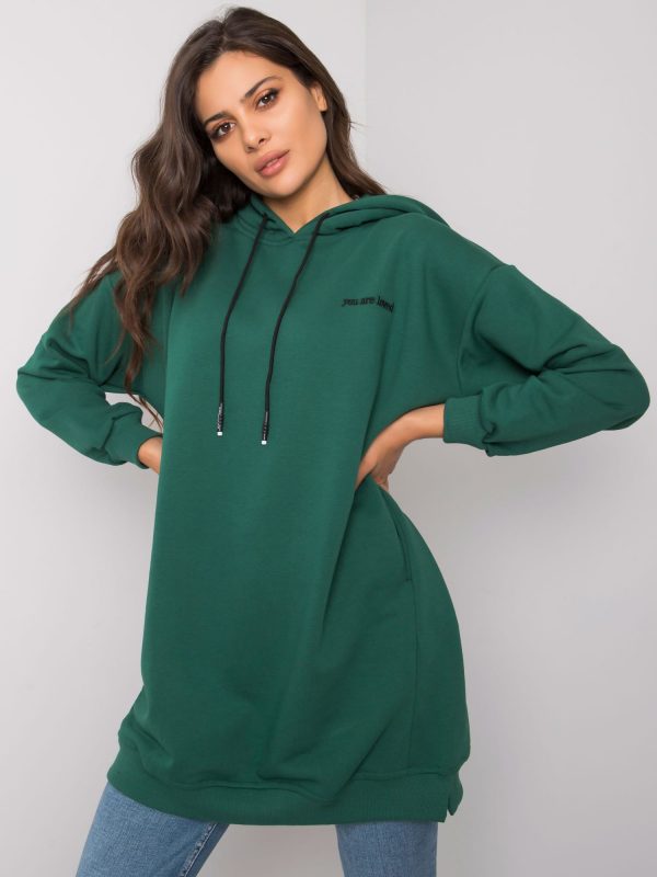 Dark green sweatshirt with pockets Indira