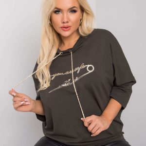 Dark khaki plus size blouse with Chloe lettering