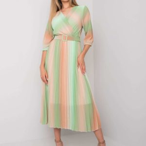 Elliana green and beige ombre dress