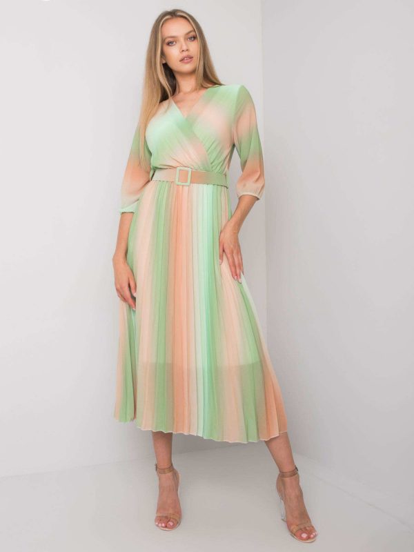 Elliana green and beige ombre dress