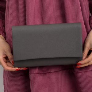 Dark grey eco leather clutch bag