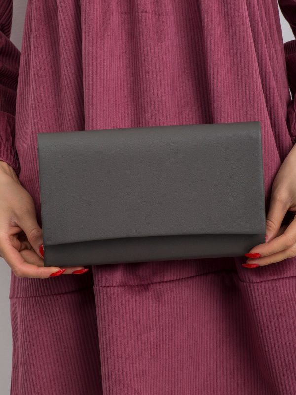 Dark grey eco leather clutch bag