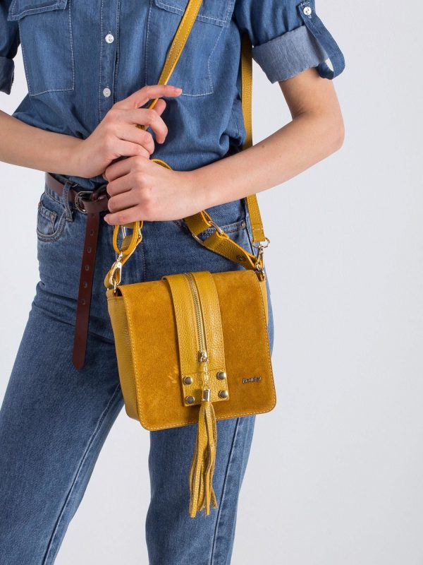 Dark Yellow Small Leather Handbag