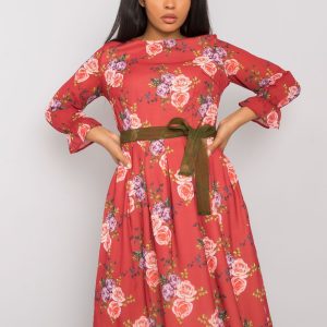 Burgundy Plus Size Floral Dress Bianna