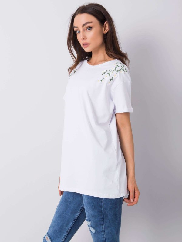 White t-shirt with embroidery Quincy