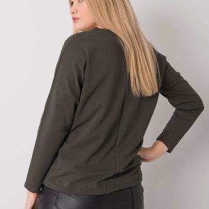 Dark khaki plus size blouse with Sherilyn inscription