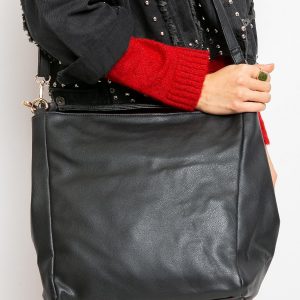 Black eco-leather city bag