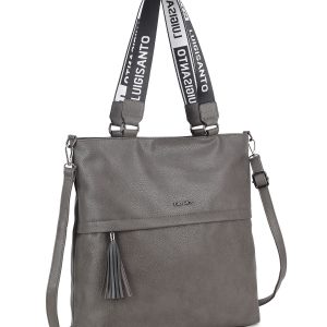 Grey bag for women with decorative handles LUIGISANTO