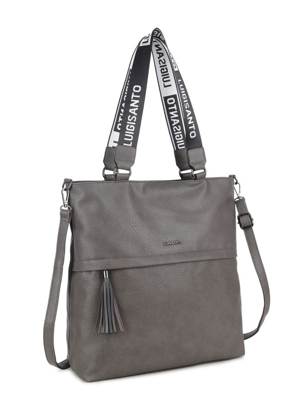 Grey bag for women with decorative handles LUIGISANTO