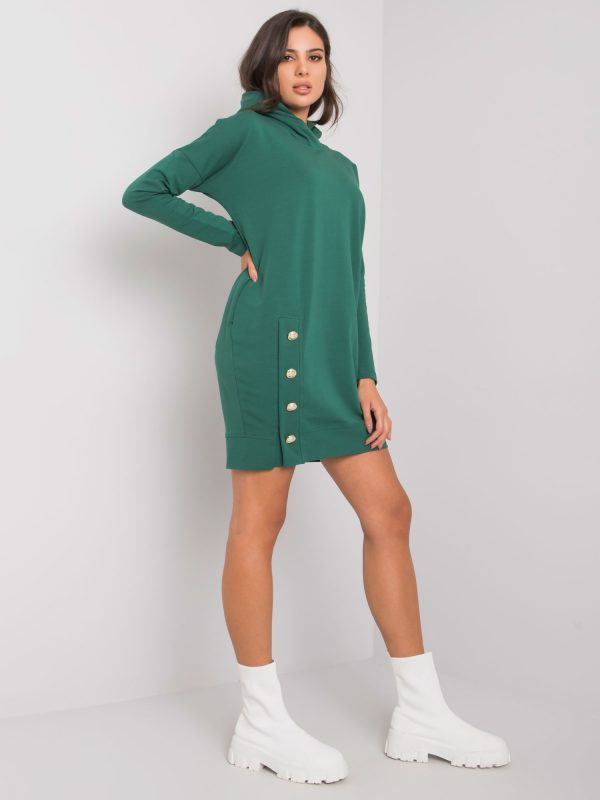 Dark green sweatshirt dress with hood Preston RUE PARIS