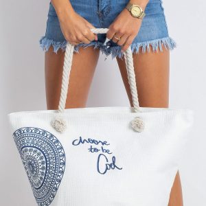 White Woven Printed Bag