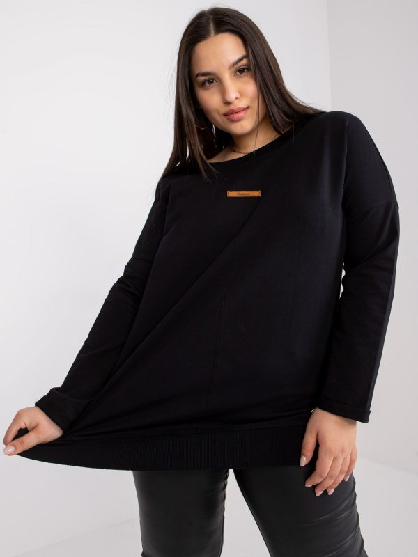 Honorine Black Plus Size Cotton Sweatshirt