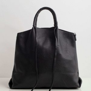 Black large bag made of eco leather