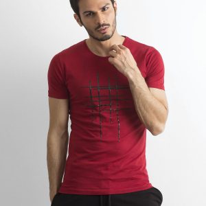 Men's T-shirt in burgundy cotton