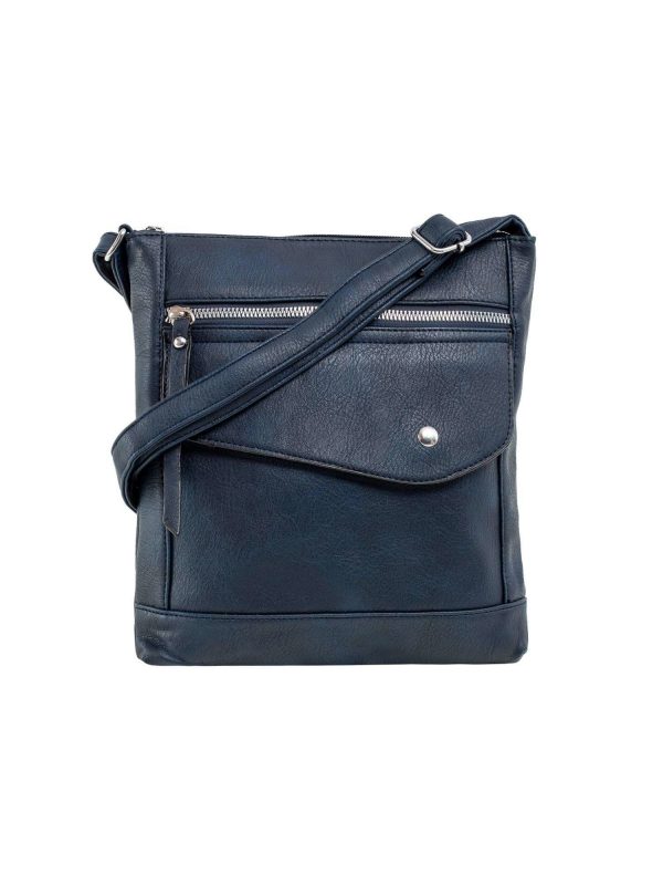 Navy Blue Women's Shoulder Bag in Eco Leather