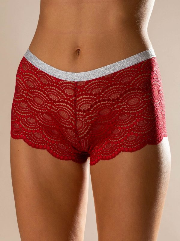 Dark Red Lace Panties Shorts