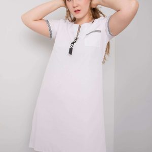 Viana White Plus Size Cotton Dress