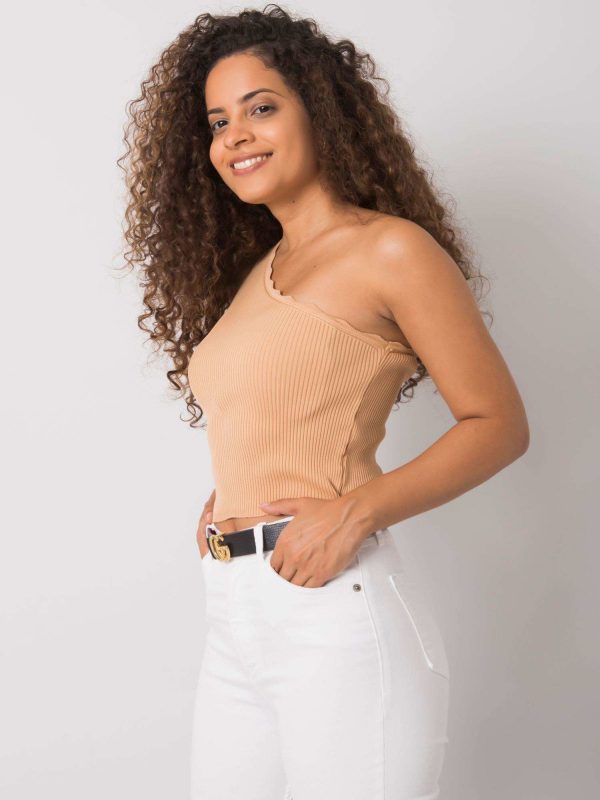 Haisley one-shoulder camel top