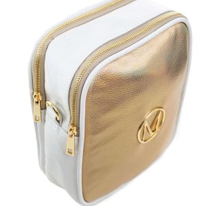 White and gold city bag