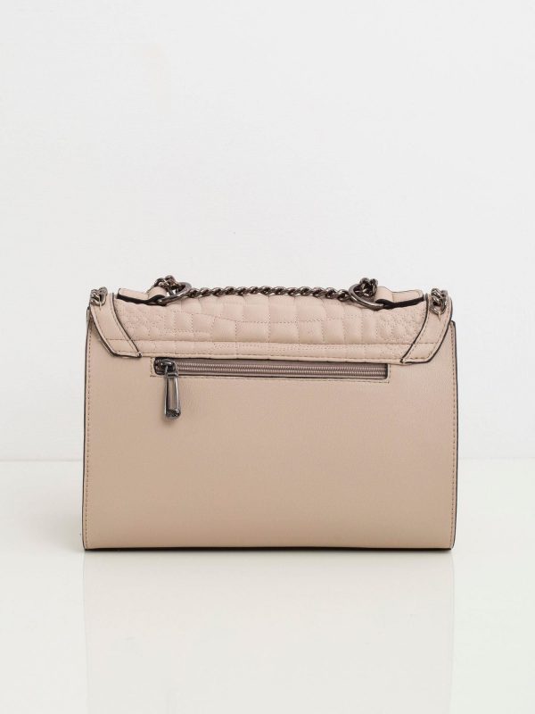 Beige eco-leather shoulder bag