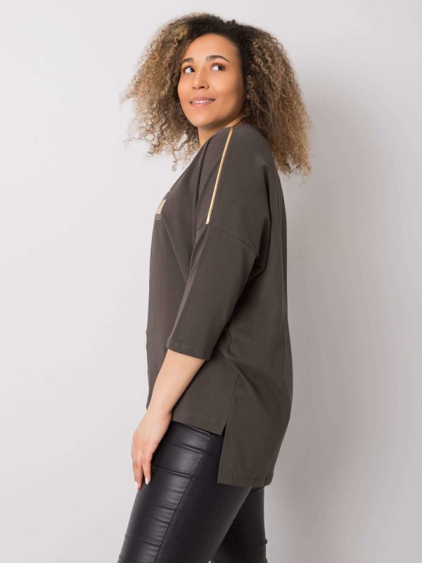 Dark Khaki Cotton Blouse Alissa