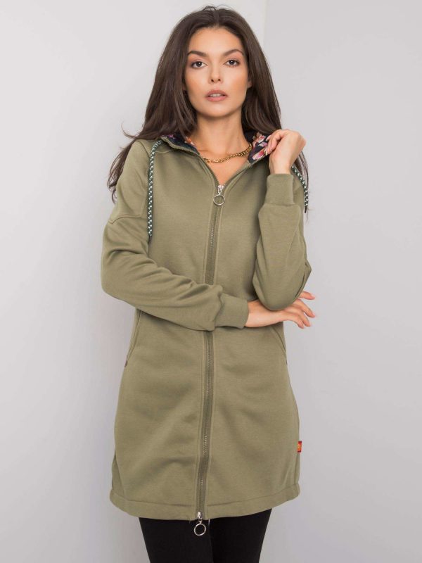 Khaki Manoela zipper sweatshirt for women