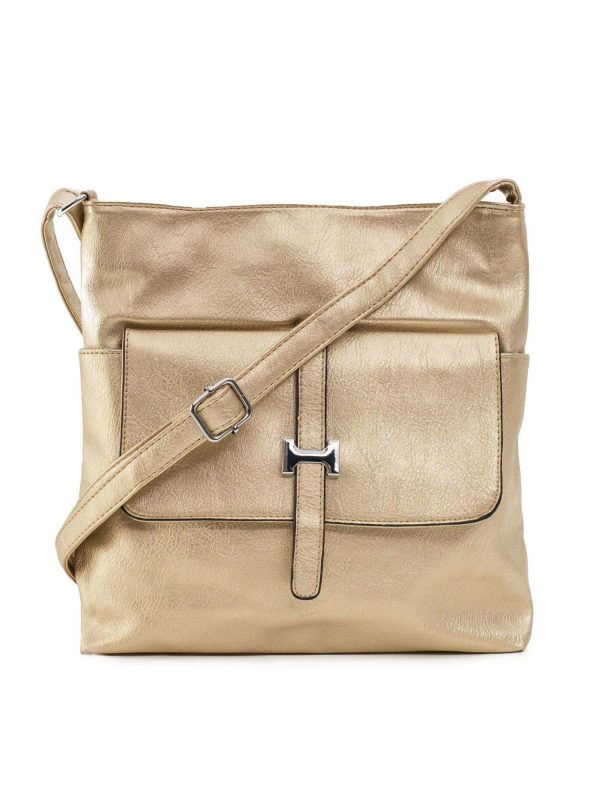 Golden handbag with flap