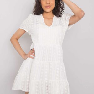 White dress with ruffle Dechen