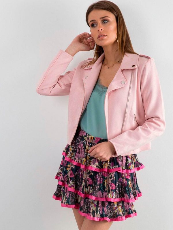 Pink patterned skirt with flounces