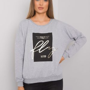 Grey melange sweatshirt for women with Salisbury print