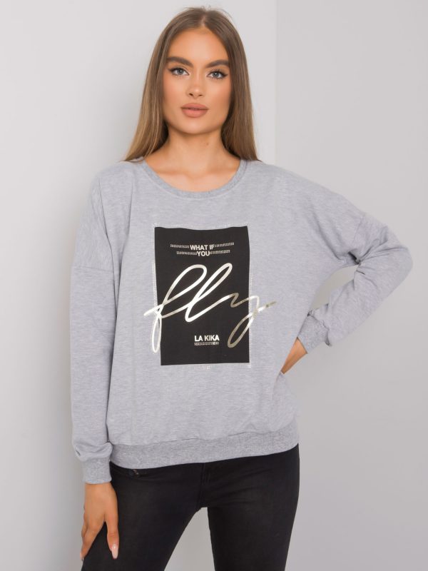 Grey melange sweatshirt for women with Salisbury print