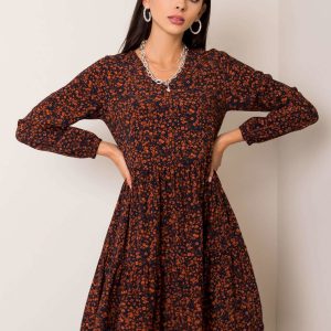 Navy blue and brown dress Mira SUBLEVEL