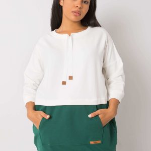 Ecru-green plus size sweatshirt without hood Sira