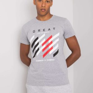 Grey T-shirt for men with colorful print Adriel