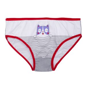 White and Red Printed Girls' Panties