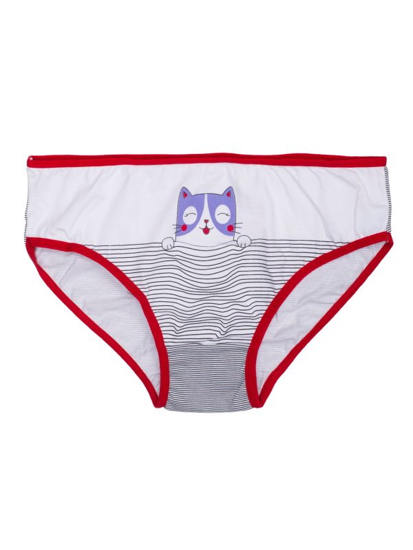 White and Red Printed Girls' Panties