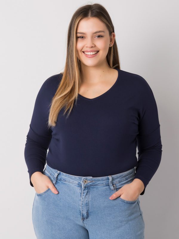 Navy blue smooth plus size blouse Elisa