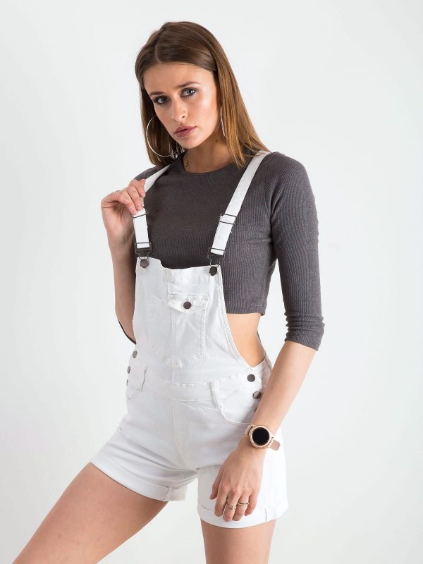 White denim dungarees