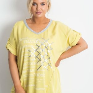 Yellow plus size blouse with print