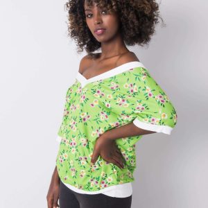 Green blouse with flowers Leni