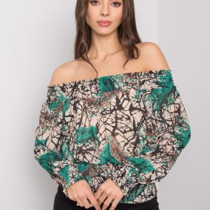 Green-beige Spanish blouse with Rouen prints