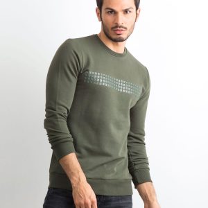 Khaki sweatshirt for men with applique