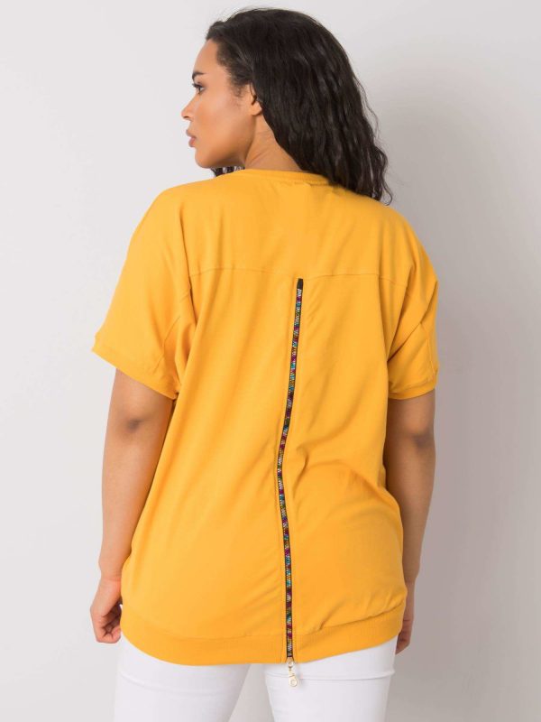 Yellow plus size blouse with Jewel inscription