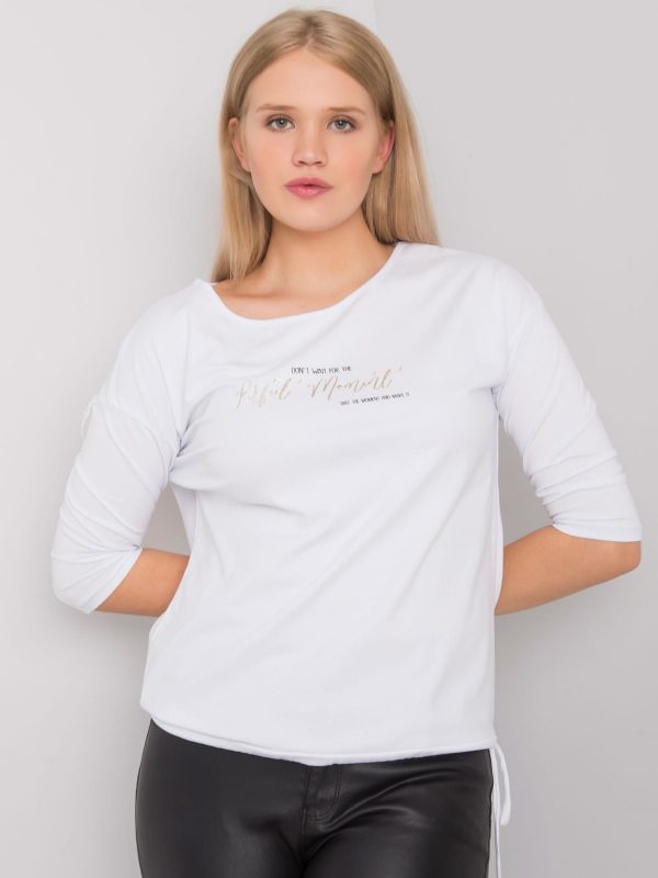 White plus size blouse with Raven inscription