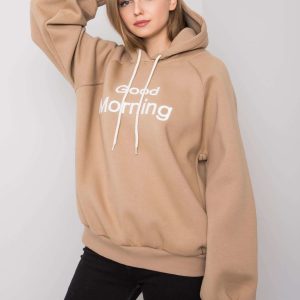 Dark beige padded oversize hoodie Alice