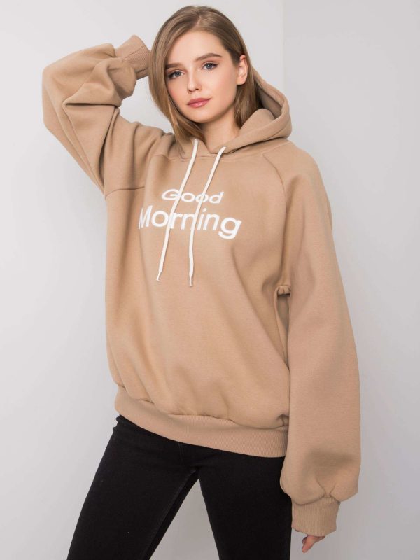 Dark beige padded oversize hoodie Alice