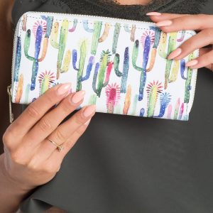 White wallet with colorful cacti