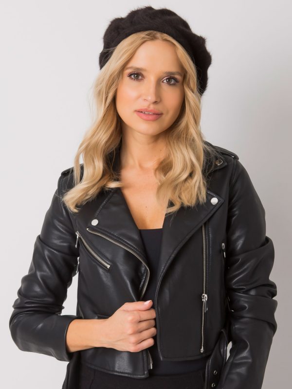 Dark brown beret with applications