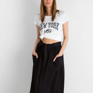 Black cotton skirt with pockets